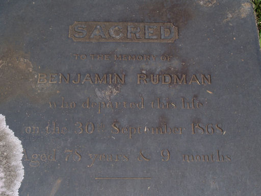 Grave of Benjamin Rudman Grave of Benjamin Rudman