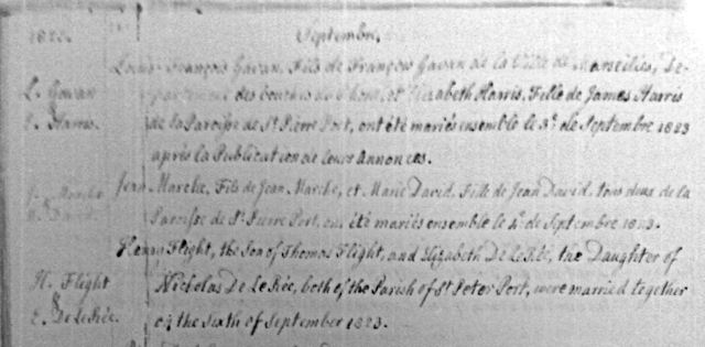 Marriage of Henry Flight and Elizabeth De LeRee Marriage of Henry Flight and Elizabeth De LeRee