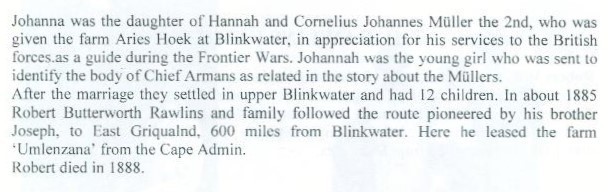 Johanna Catharina Muller (now Rawlins)
