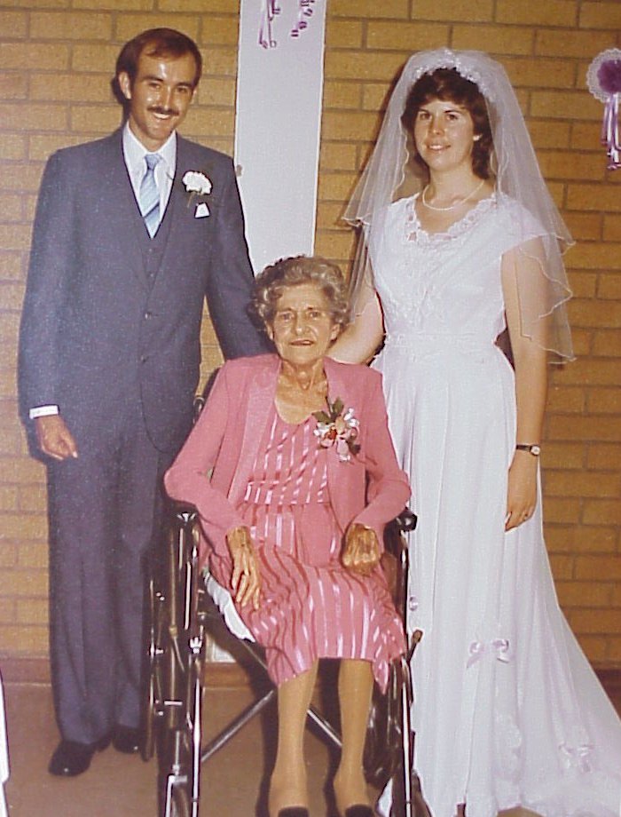 Joyce Hancock at Debbie's wedding, 1983