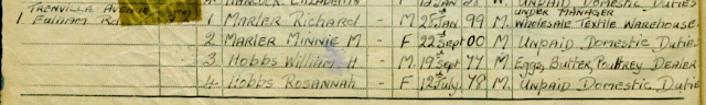 1939 Register for Marler family 1939 Register for Marler family