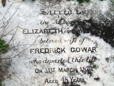 Grave of Elizabeth Wheeler (now Gowar)